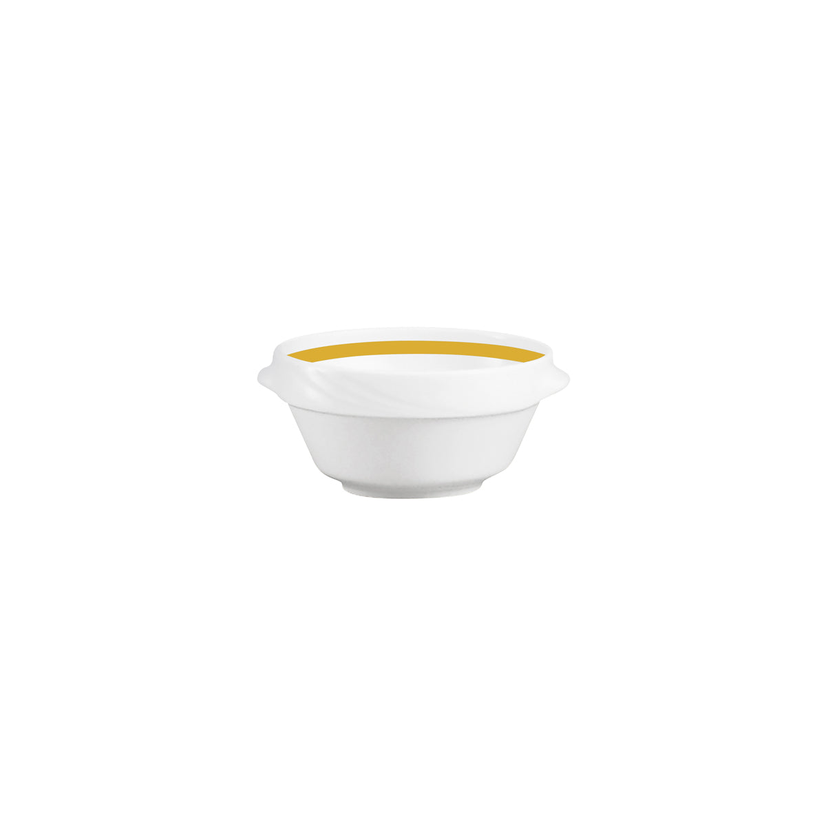 SH9185750/62981 Donna Senior Decor Stackable Round Soup Bowl with Yellow Band 132x67mm / 500ml Tomkin Australia Hospitality Supplies