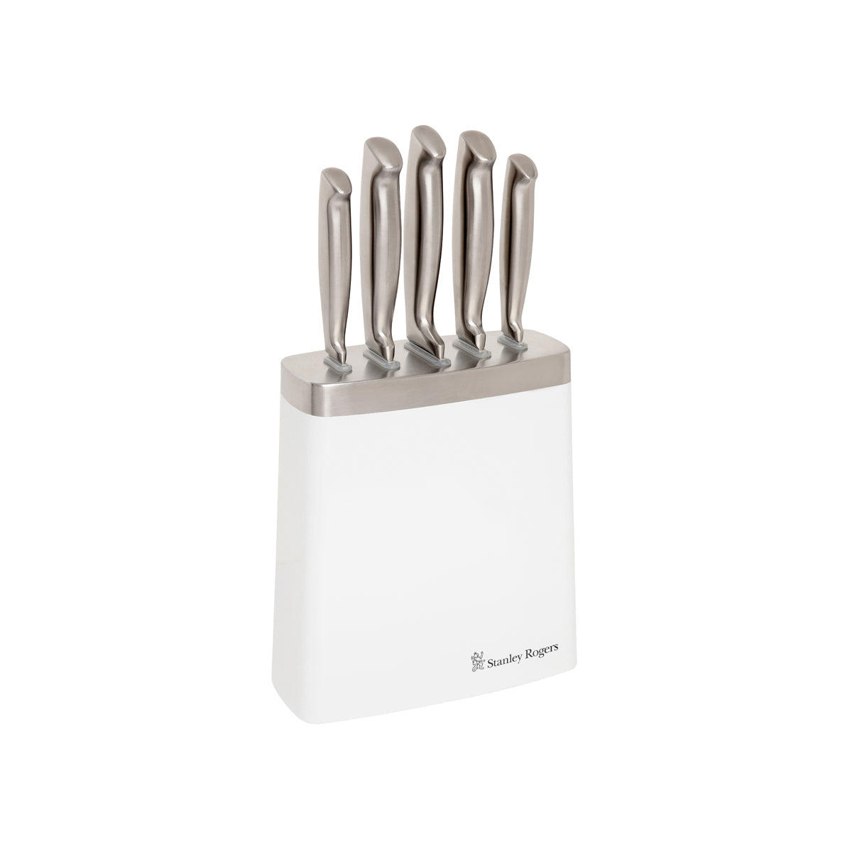 SR41370 Stanley Rogers White & Steel 6pc Knife Block Set Tomkin Australia Hospitality Supplies