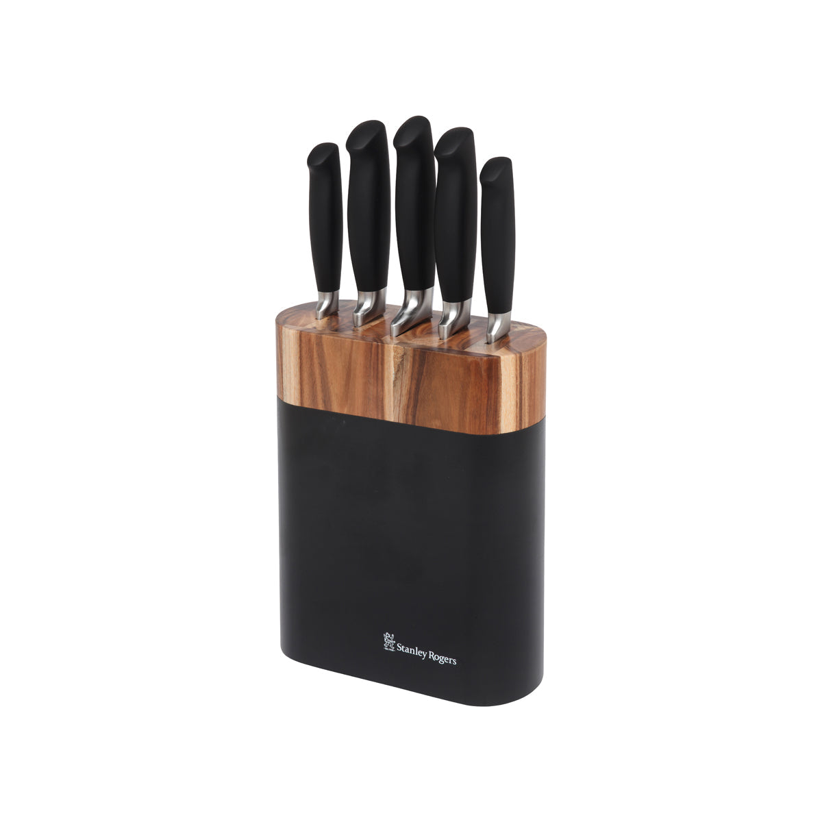 SR41374 Stanley Rogers Black Oval 6pc Knife Block Set Tomkin Australia Hospitality Supplies