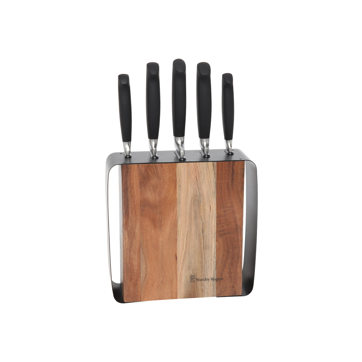 SR41413 Stanley Rogers Framed Acacia 6pc Knife Block Set Tomkin Australia Hospitality Supplies