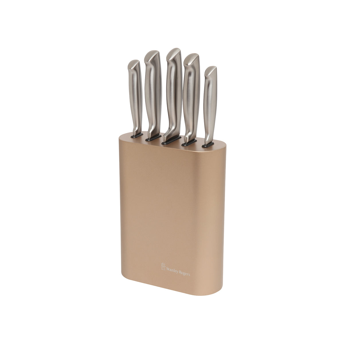 SR41417 Stanley Rogers Vertical Oval Metallic Champagne 6pc Knife Block Set Tomkin Australia Hospitality Supplies