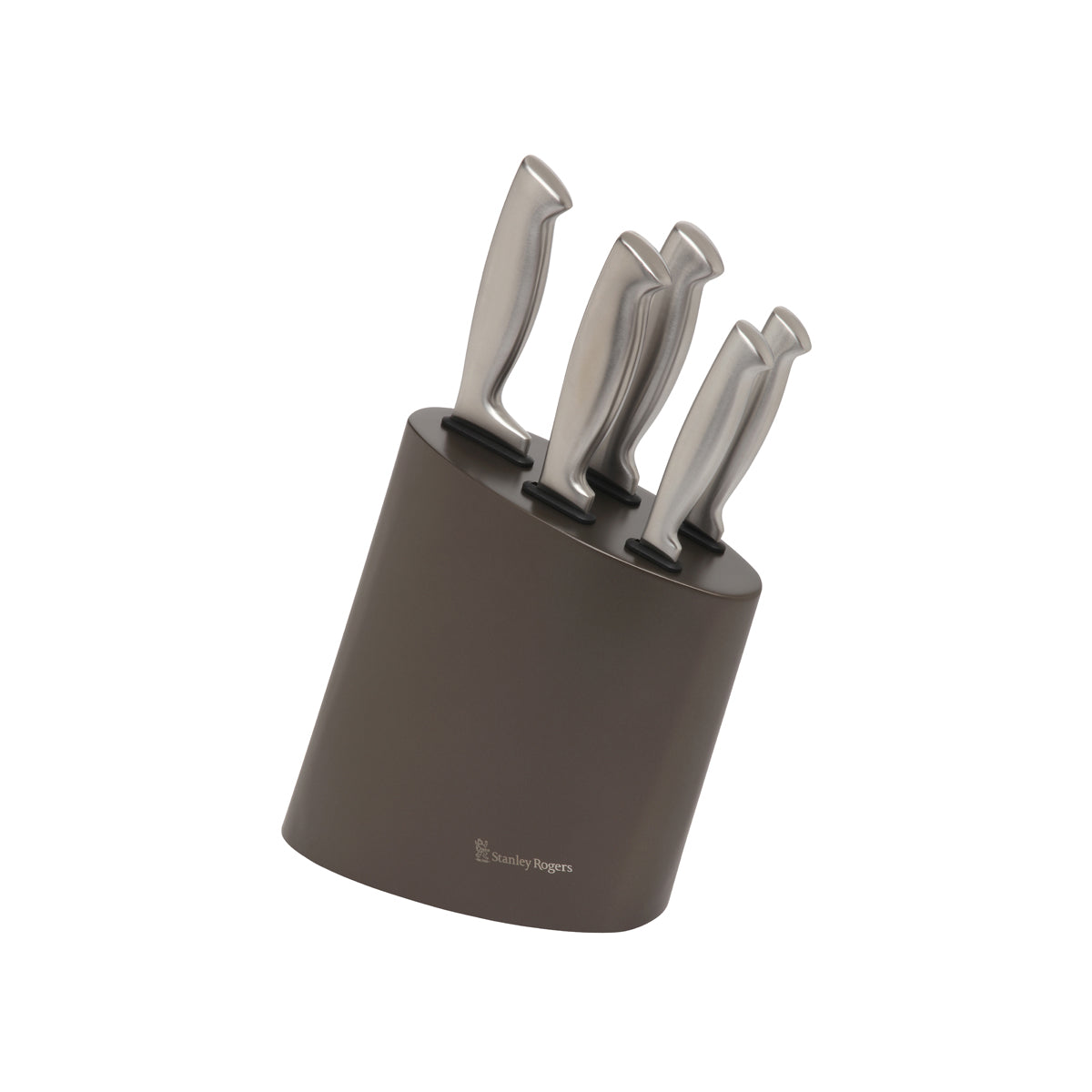SR41418 Stanley Rogers Modern Steel Metallic Mocha 6pc Knife Block Set Tomkin Australia Hospitality Supplies