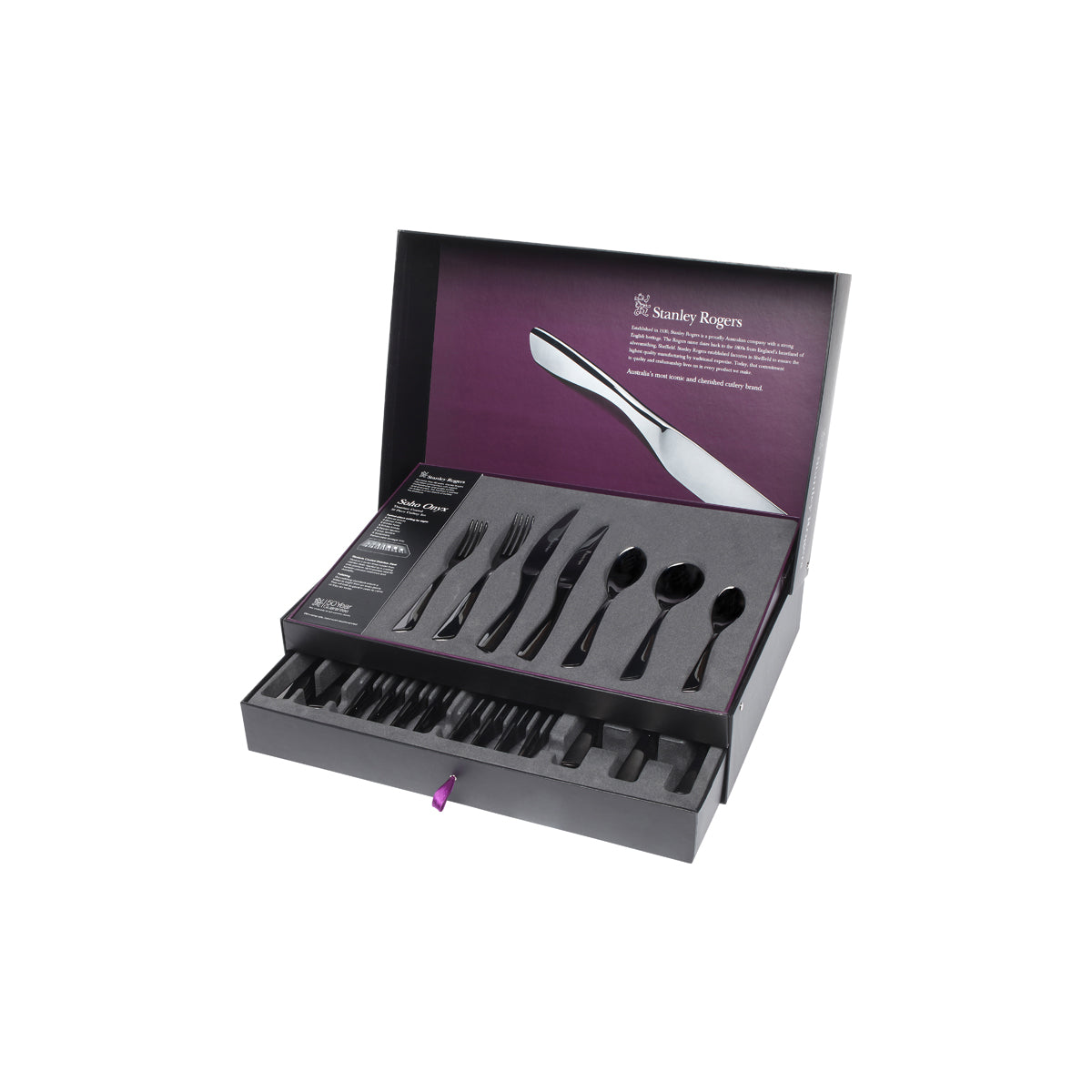 SR50423 Stanley Rogers Soho Onyx 56pc Cutlery Set  Tomkin Australia Hospitality Supplies