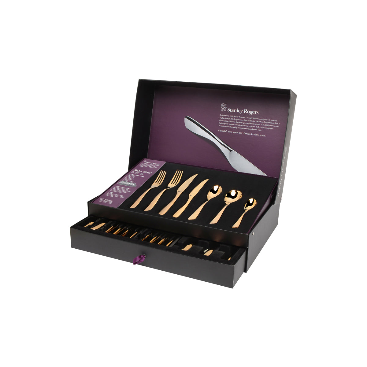 SR50559 Stanley Rogers Soho Gold 56pc Cutlery Set  Tomkin Australia Hospitality Supplies