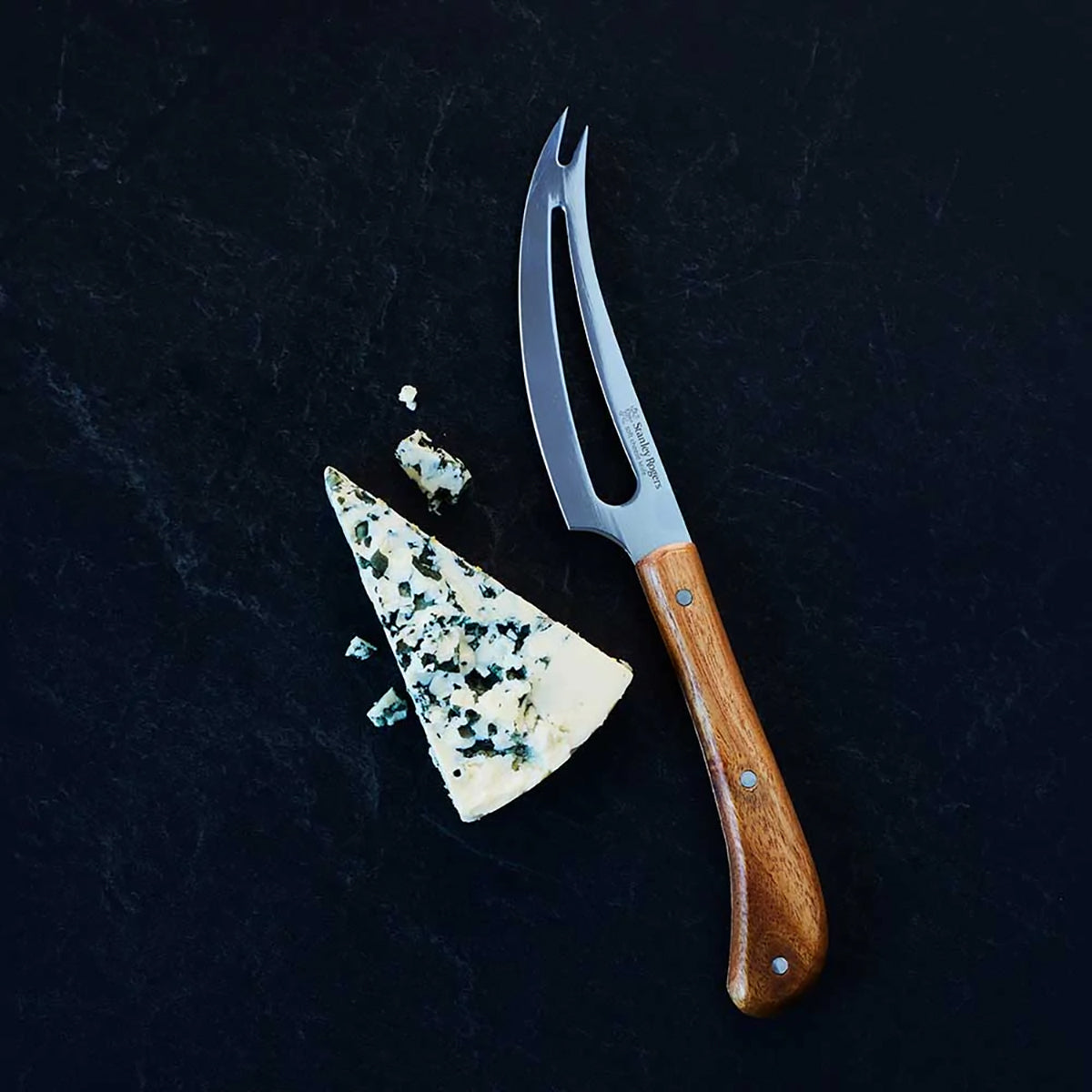 Pistol Grip Slotted Soft Cheese Knife Acacia