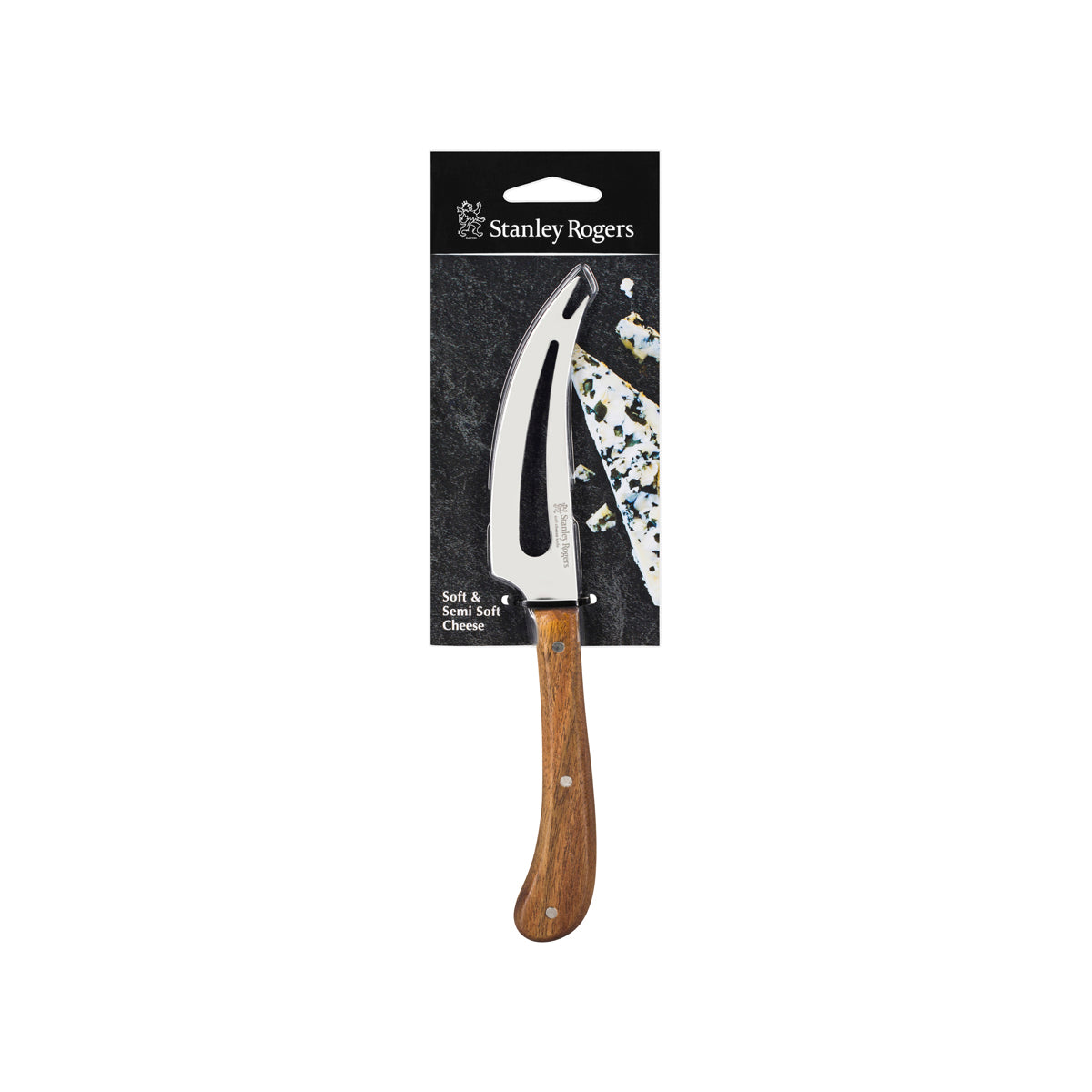 Pistol Grip Slotted Soft Cheese Knife Acacia