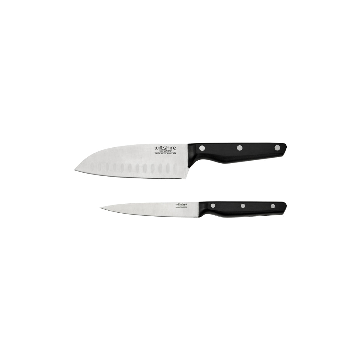 STAYS41437 WILTSHIRE Staysharp Triple Riveted Duo Set Santoku &amp; Utility Knife Tomkin Australia Hospitality Supplies