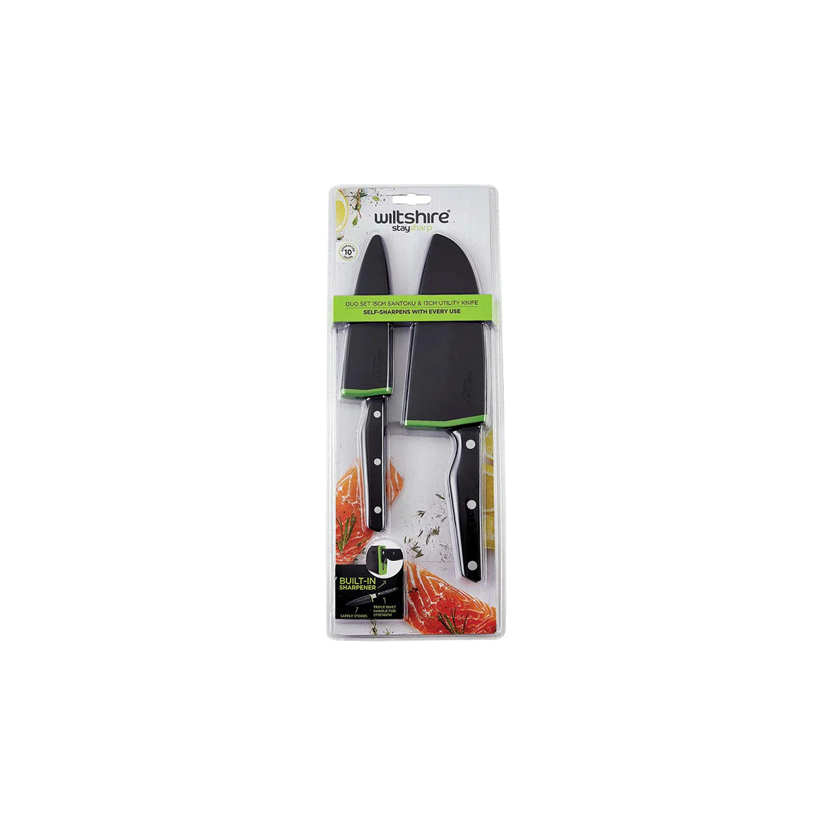 WILTSHIRE Staysharp Triple Riveted Duo Set Santoku & Utility Knife ...