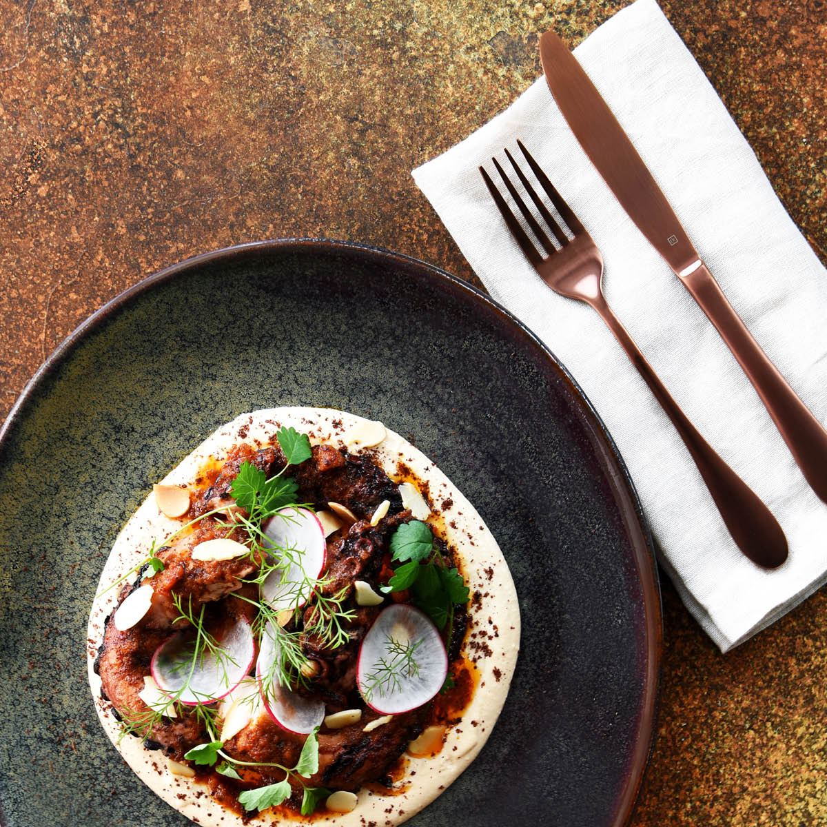 98820 Tablekraft Artistica Reactive Brown Oval Plate 210mm Tomkin Australia Hospitality Supplies