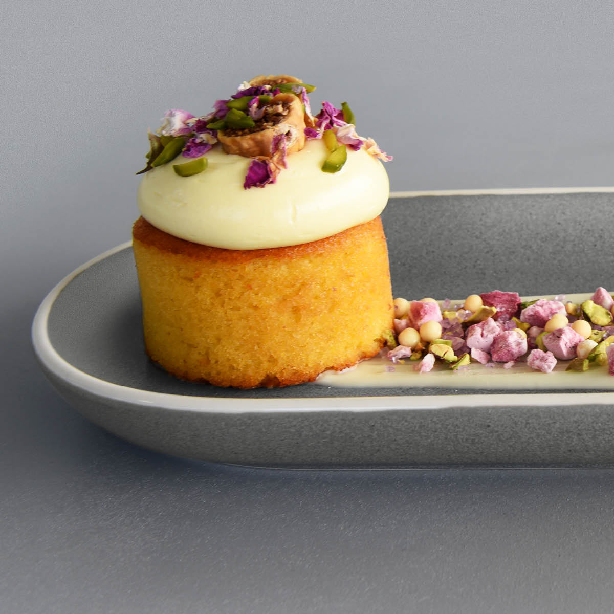 908022 Tablekraft Urban Grey Oval Plate 295x140mm Tomkin Australia Hospitality Supplies