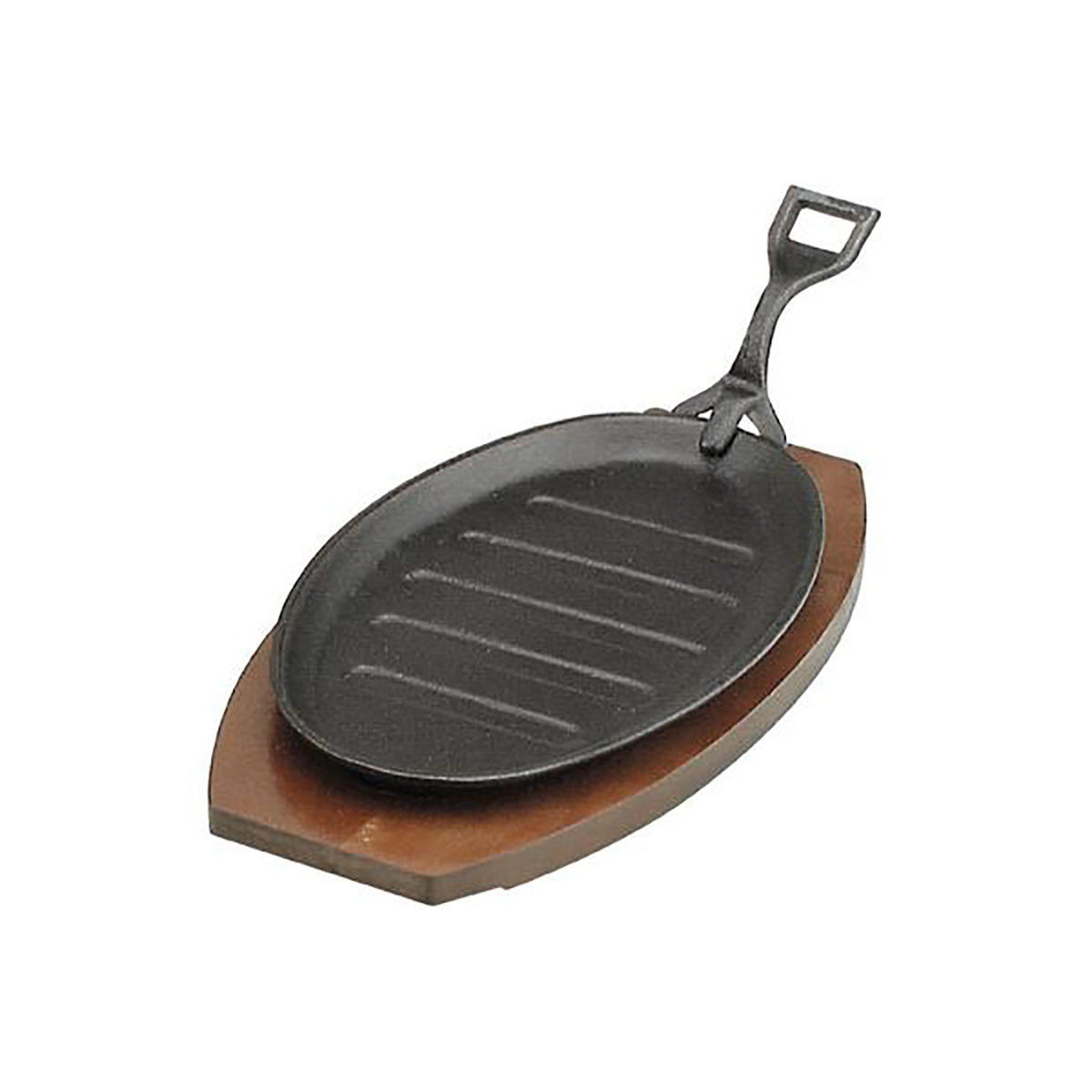 04121 Chef Inox Steak Sizzler Cast Iron Black Hammerstone with Handle 290x180mm Tomkin Australia Hospitality Supplies