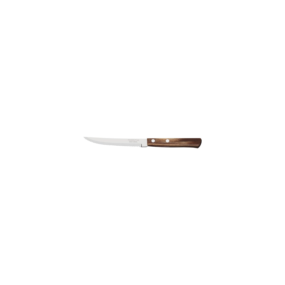 TM21100/495 Tramontina Churrasco Steak Knife Serrated Narrow Blade with Polywood Handle Brown 127mm Tomkin Australia Hospitality Supplies