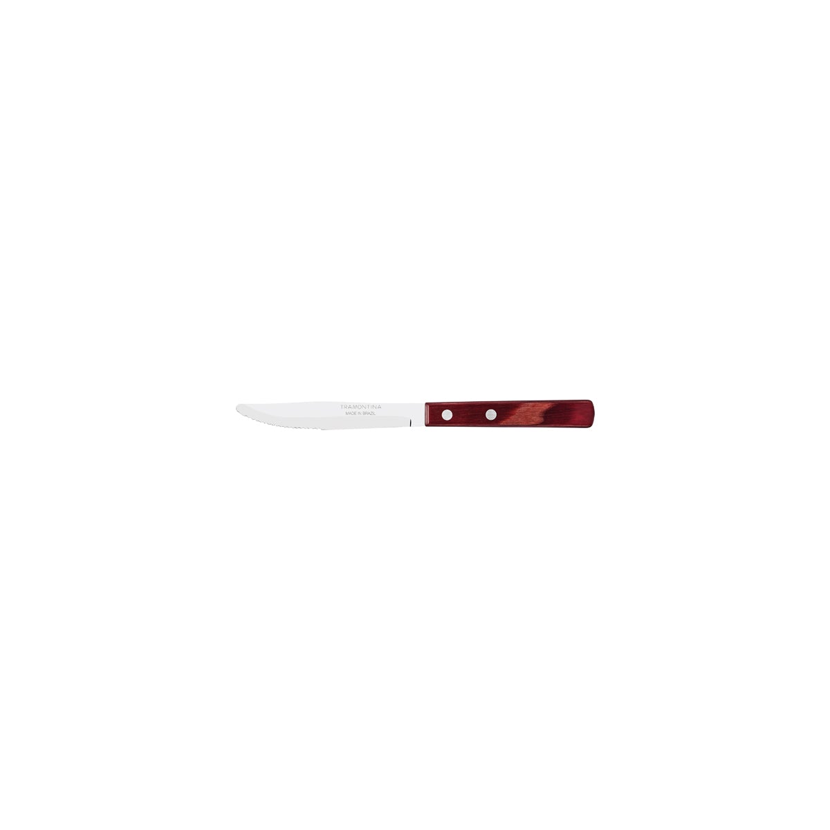 TM21101/474 Tramontina Churrasco Steak Knife Serrated Narrow Blade with Polywood Handle Red 102mm Tomkin Australia Hospitality Supplies