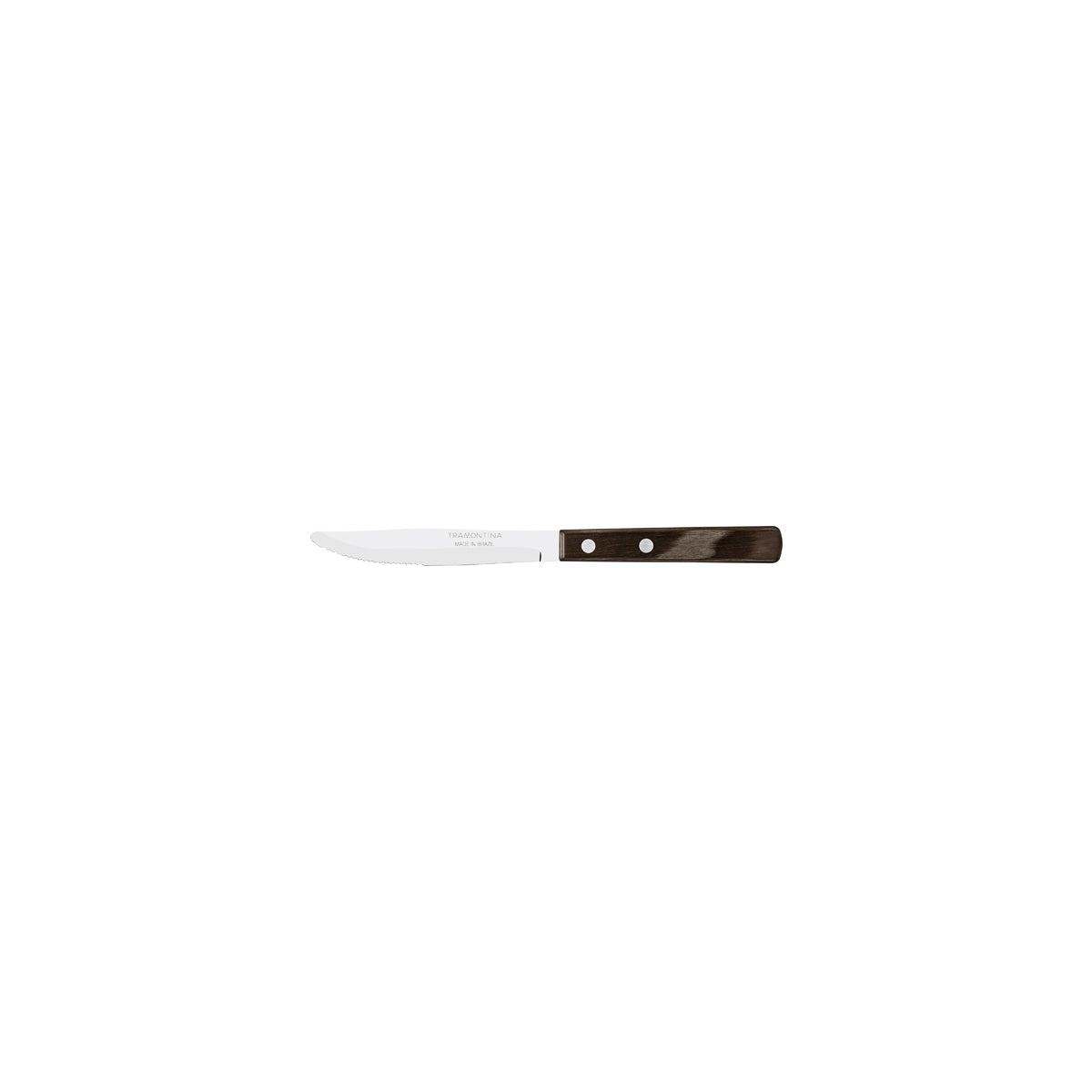 TM21101/494 Tramontina Churrasco Steak Knife Serrated Narrow Blade with Polywood Handle Brown 102mm Tomkin Australia Hospitality Supplies