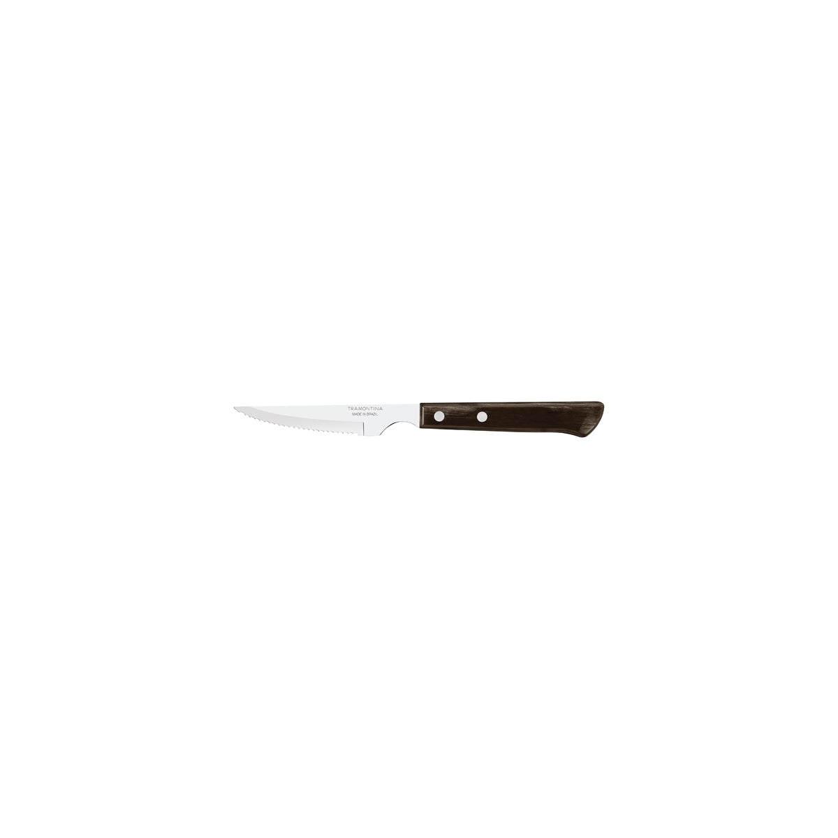 TM21109/094 Tramontina Churrasco Steak Knife Serrated Narrow Blade with Polywood Handle Brown 102mm Tomkin Australia Hospitality Supplies