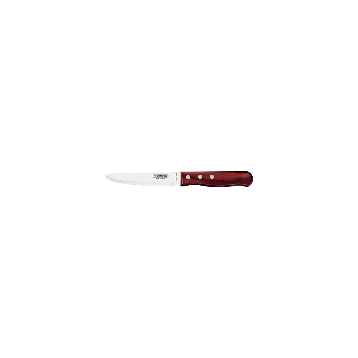 TM21115/075 Tramontina Churrasco Steak Knife Serrated Wide Blade with Polywood Handle Red 127mm Tomkin Australia Hospitality Supplies