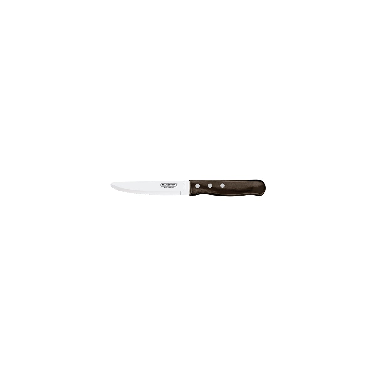TM21115/095 Tramontina Churrasco Steak Knife Serrated Wide Blade with Polywood Handle Brown 152mm Tomkin Australia Hospitality Supplies