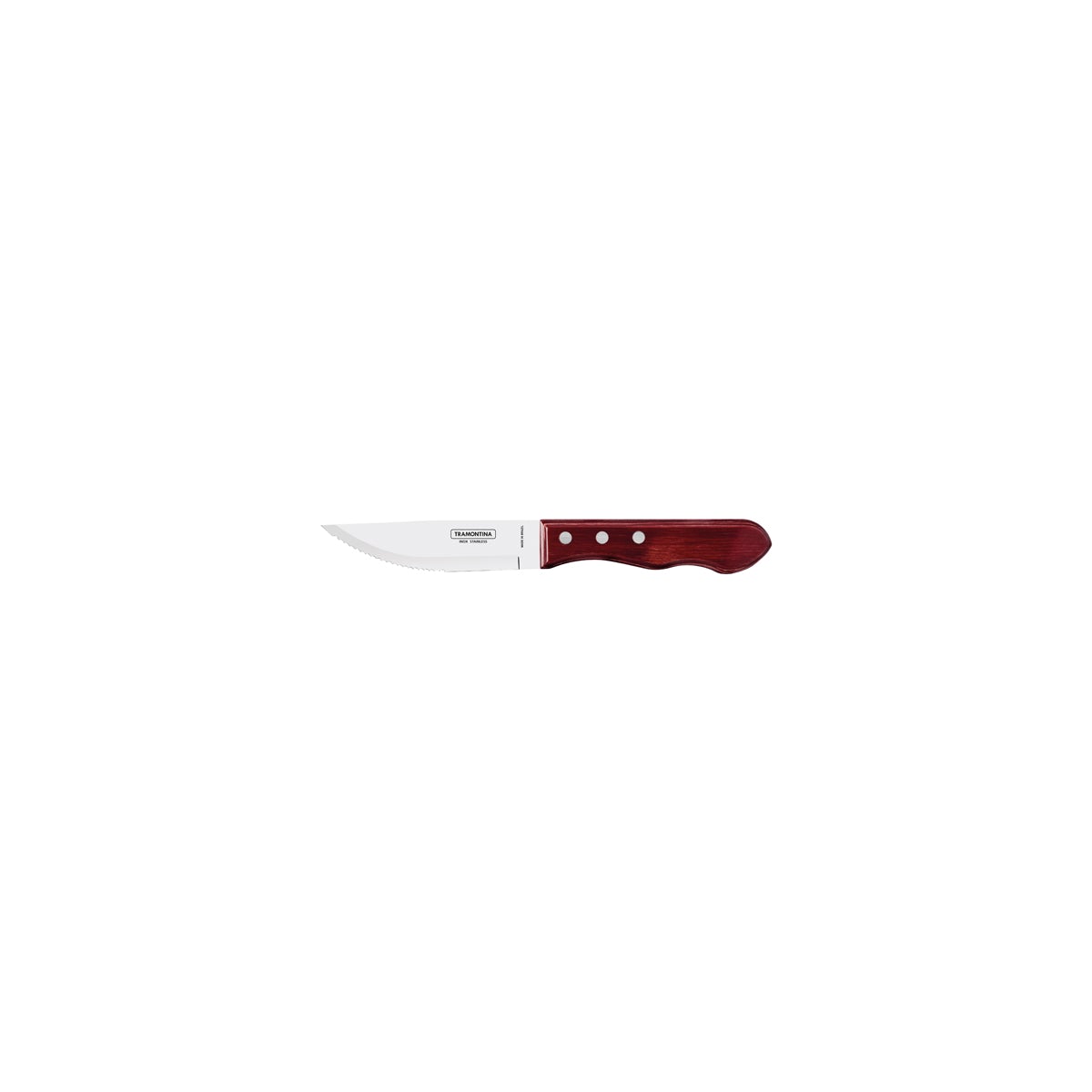 TM21116/075 Tramontina Churrasco Steak Knife Jumbo Serrated Wide Blade with Polywood Handle Red 127mm Tomkin Australia Hospitality Supplies