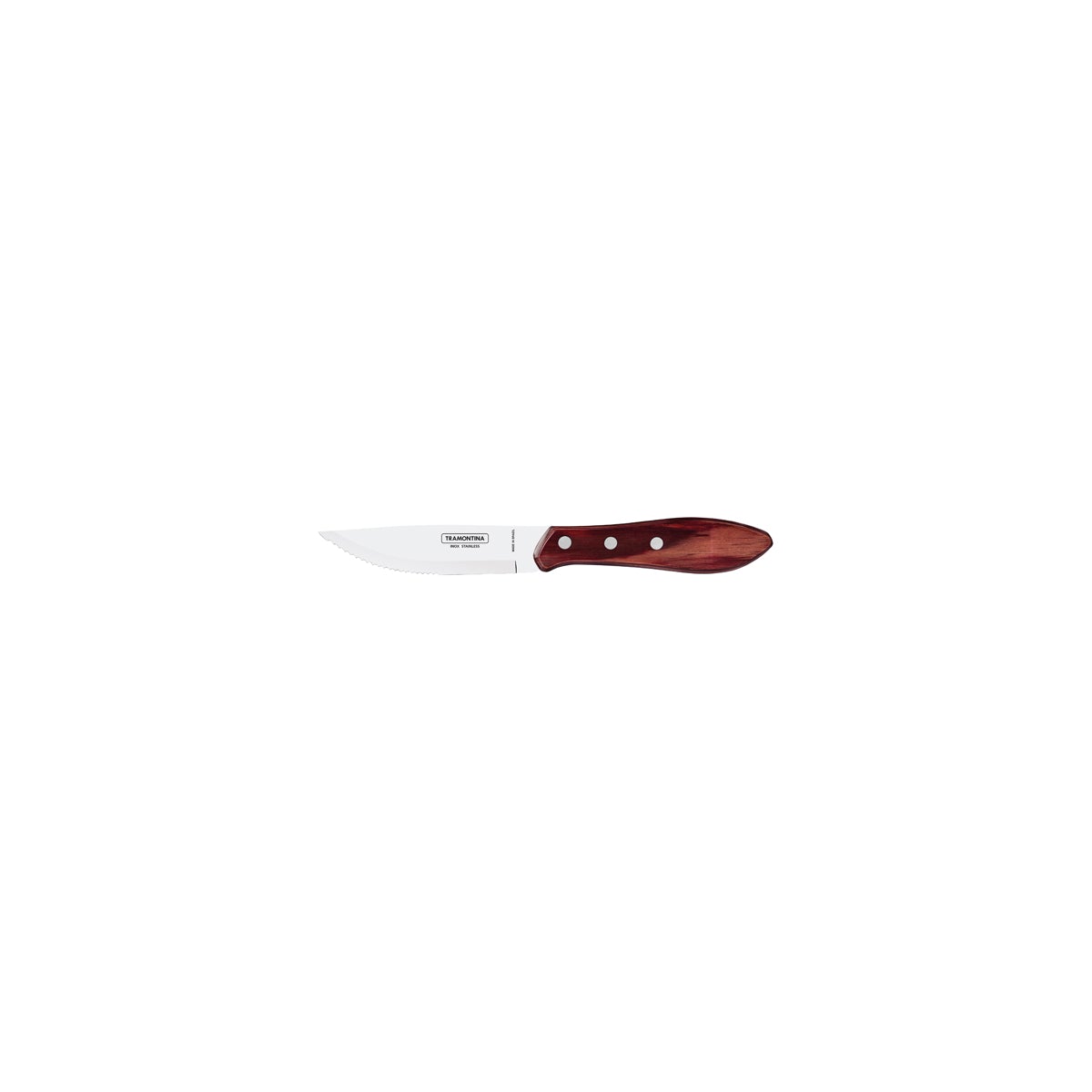 TM21185/075 Tramontina Churrasco Steak Knife Jumbo Serrated Wide Blade with Polywood Handle Red 127mm Tomkin Australia Hospitality Supplies
