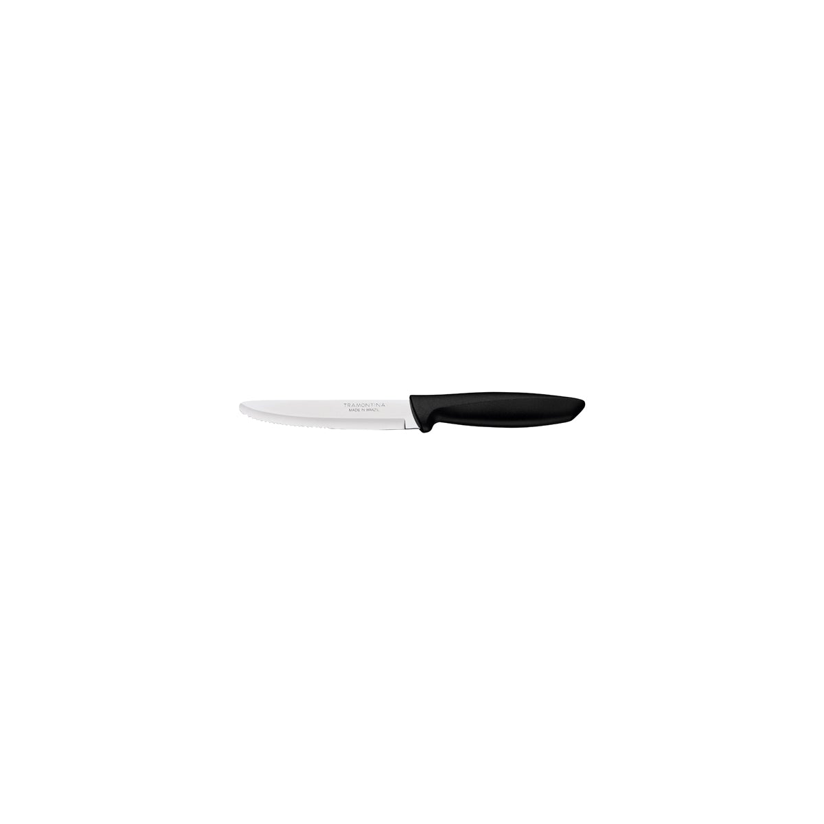 TM23421/005 Tramontina Churrasco Plenus Steak Knife Serrated Wide Blade Black 127mm Tomkin Australia Hospitality Supplies