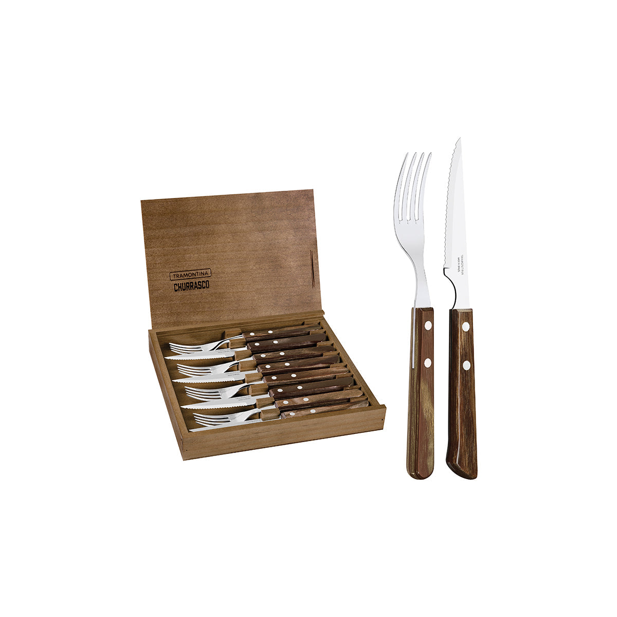 TM29899/502 Tramontina  Churrasco Vaniera Premium Cutlery 8 Piece Set Brown  Tomkin Australia Hospitality Supplies