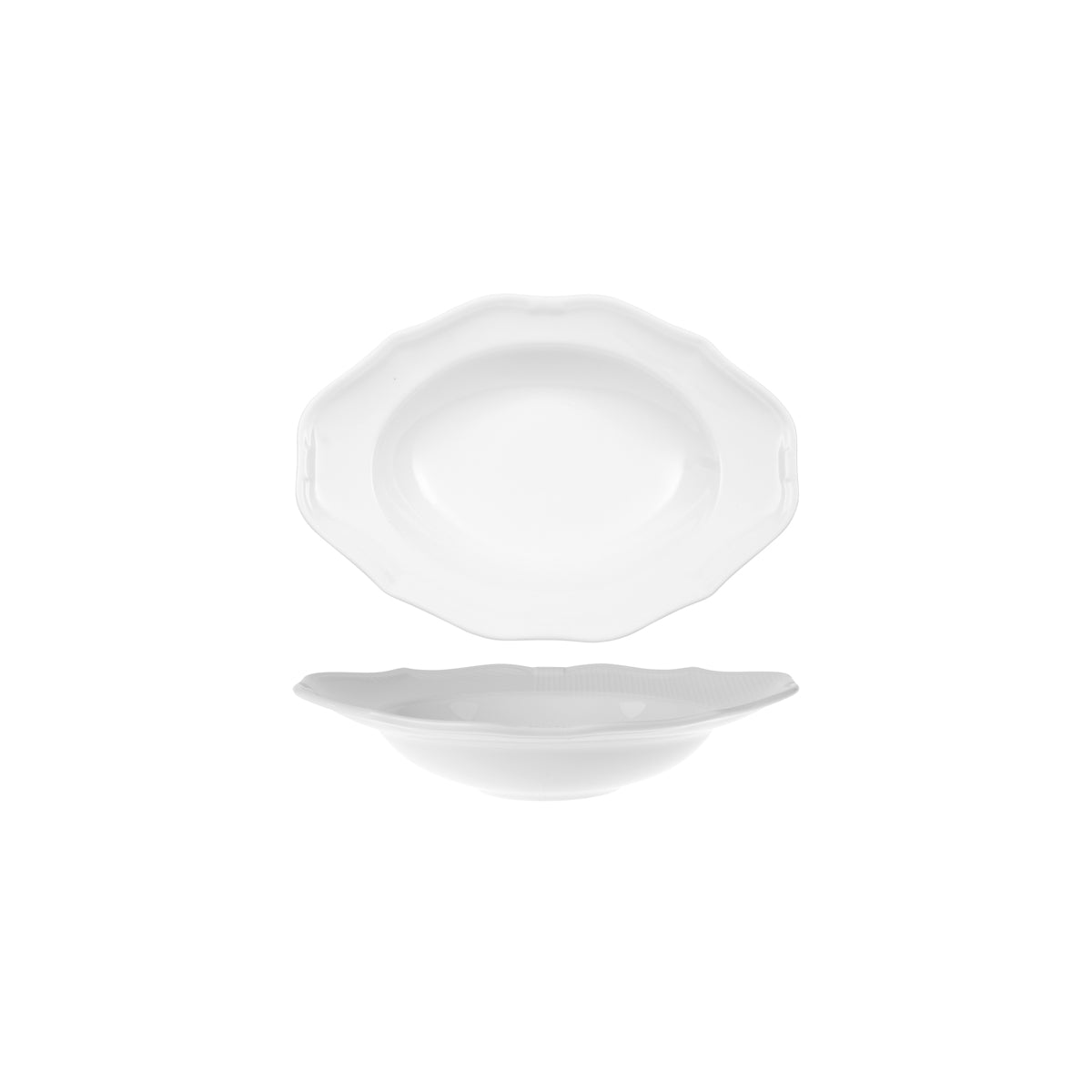 VB16-3318-2760 Villeroy And Boch Villeroy And Boch La Scala White Oval Deep Plate Wide Rim 255x185mm / 350ml Tomkin Australia Hospitality Supplies