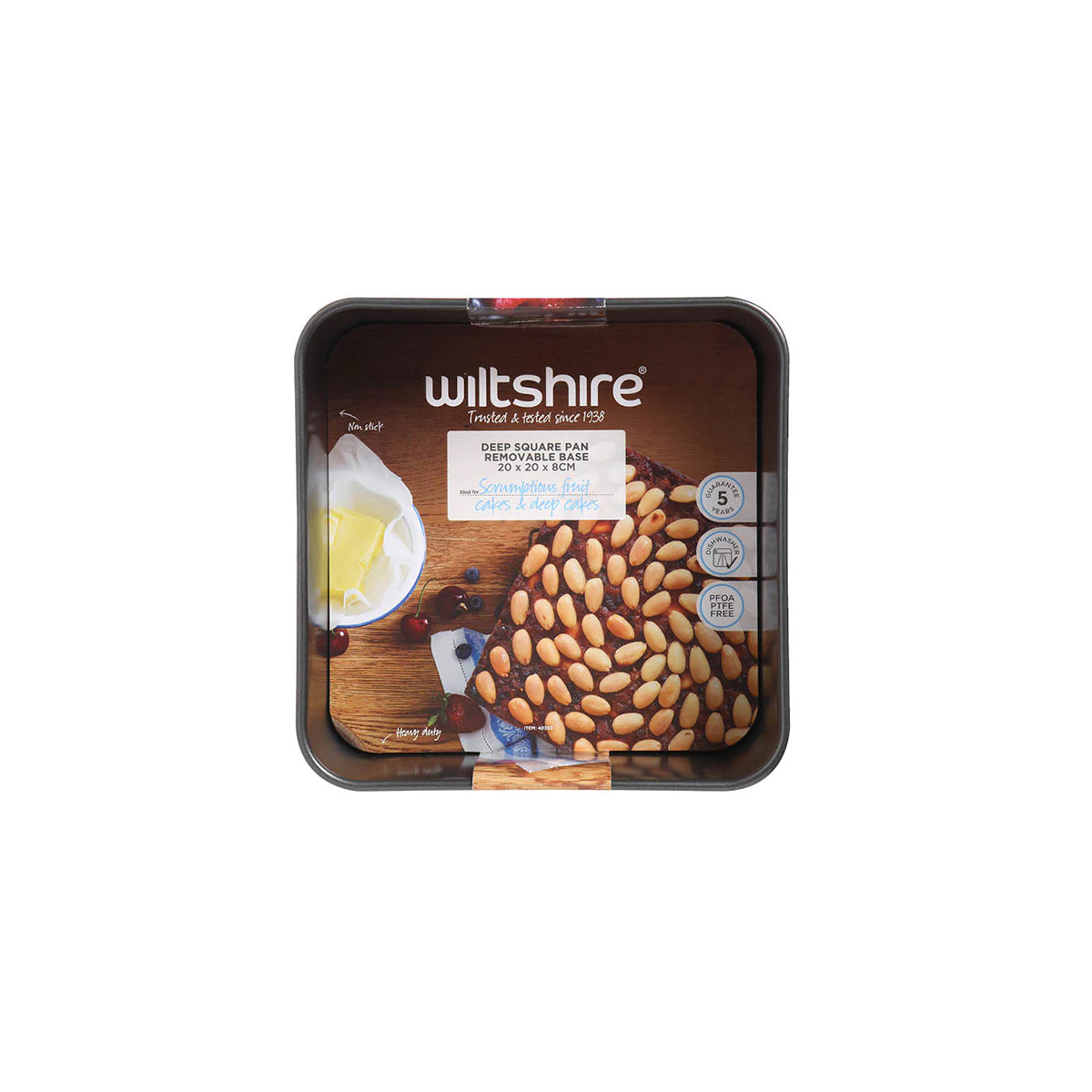 WLT40350 Wiltshire Loose Base Square Cake Pan 250mm Tomkin Australia Hospitality Supplies