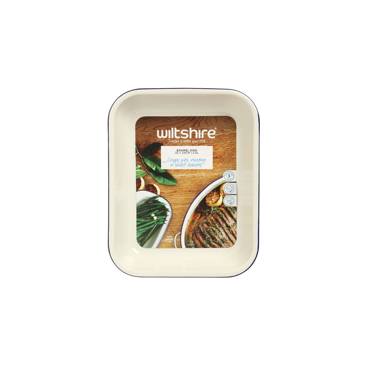 WLT40381 Wiltshire Enamel Baking Dish Blue 2500ml Tomkin Australia Hospitality Supplies