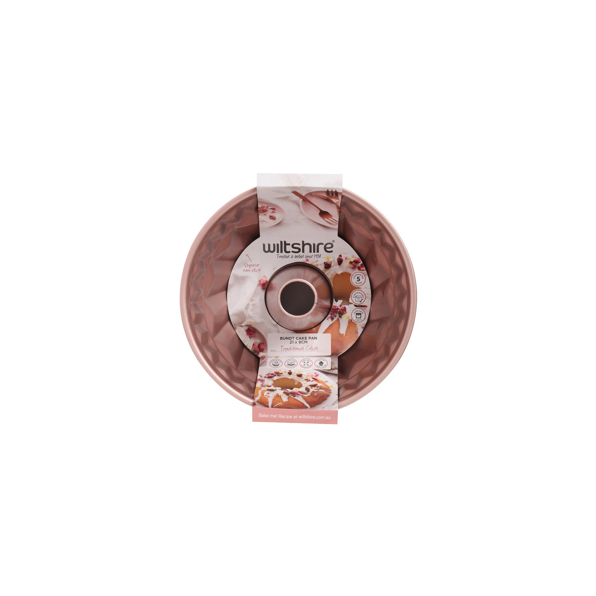 WLT40829 Wiltshire Rose Gold Bundt Pan 210mm Tomkin Australia Hospitality Supplies