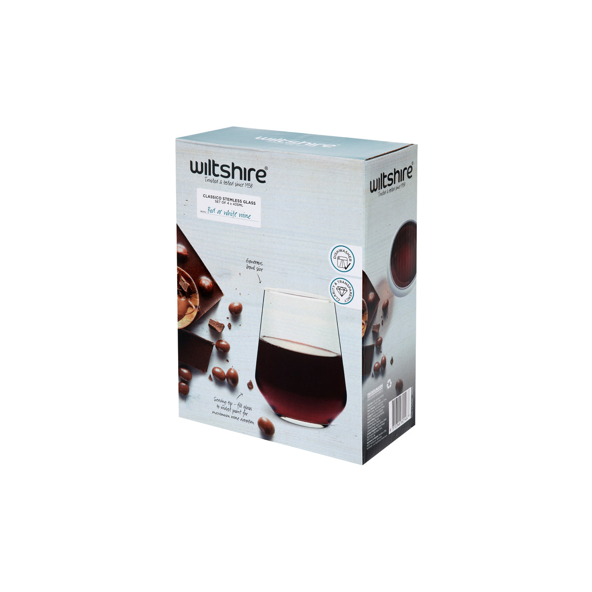 WLT60146 Wiltshire Classico Stemless 435ml 4 Pack Tomkin Australia Hospitality Supplies