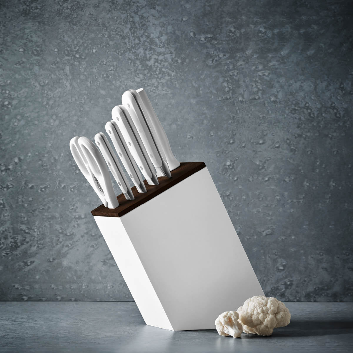 28184 Wusthof Classic White Knife Block Set with Santoku 7pc Tomkin Australia Hospitality Supplies