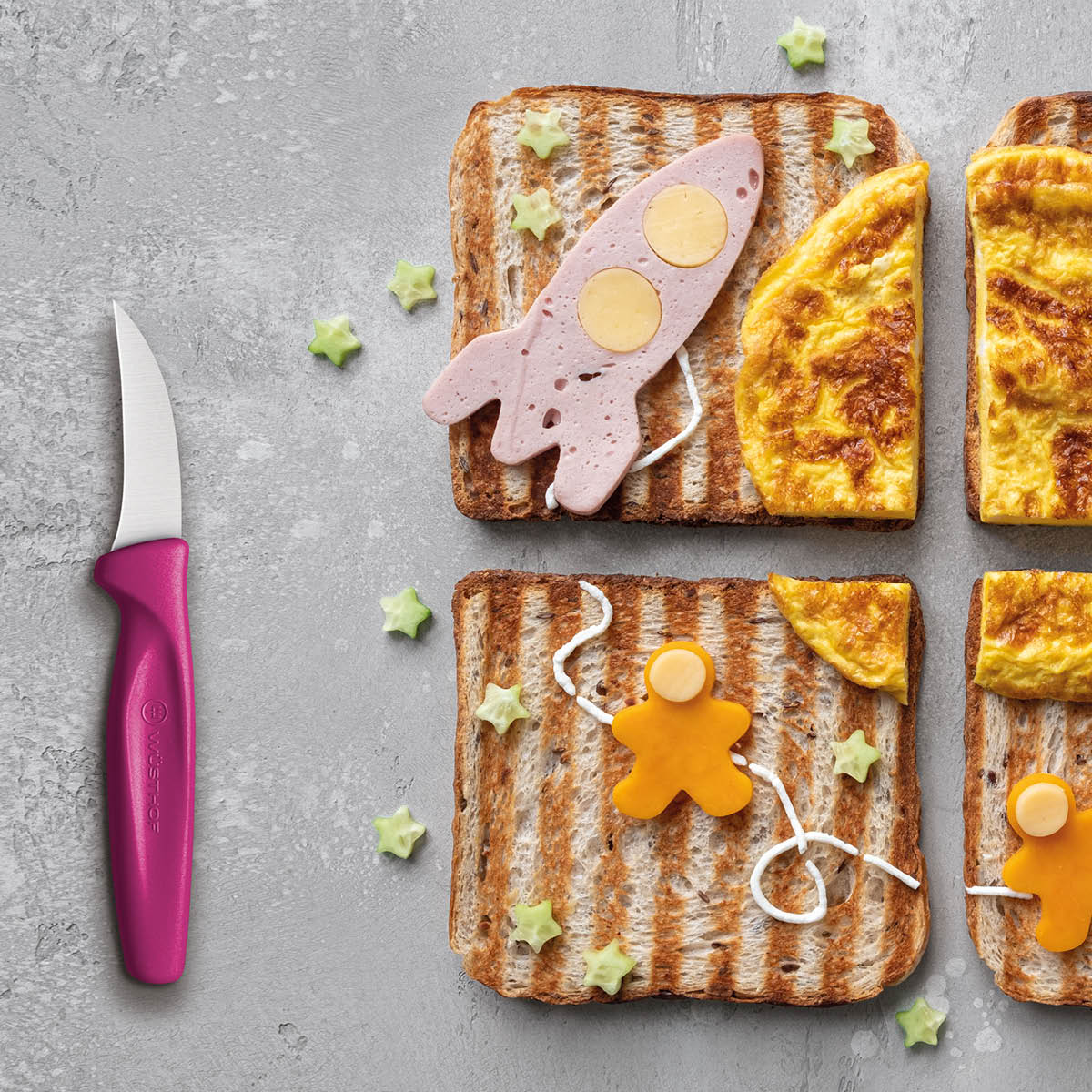 Create Peeling Knife Magenta Handle 60mm