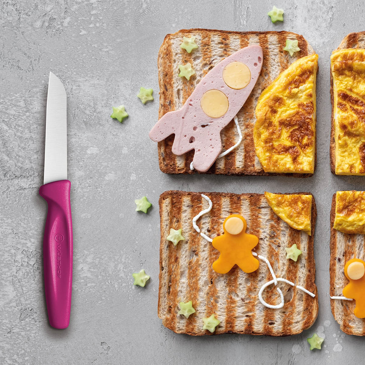 Create Bullnose Paring Knife Magenta Handle 80mm