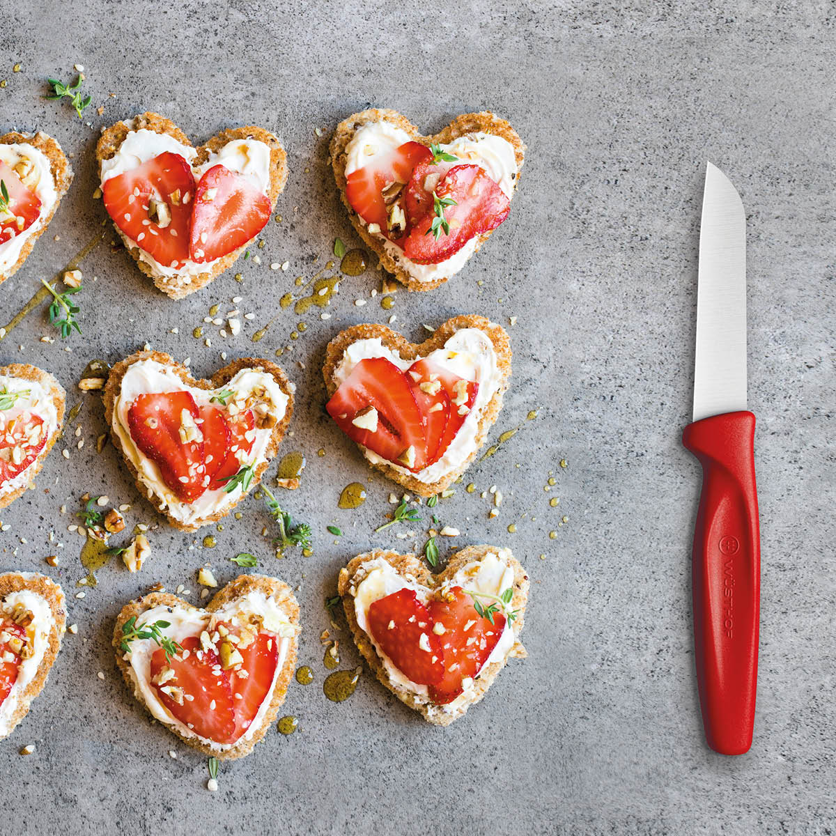 28483 Wusthof Create Bullnose Paring Knife Red Handle 80mm Tomkin Australia Hospitality Supplies