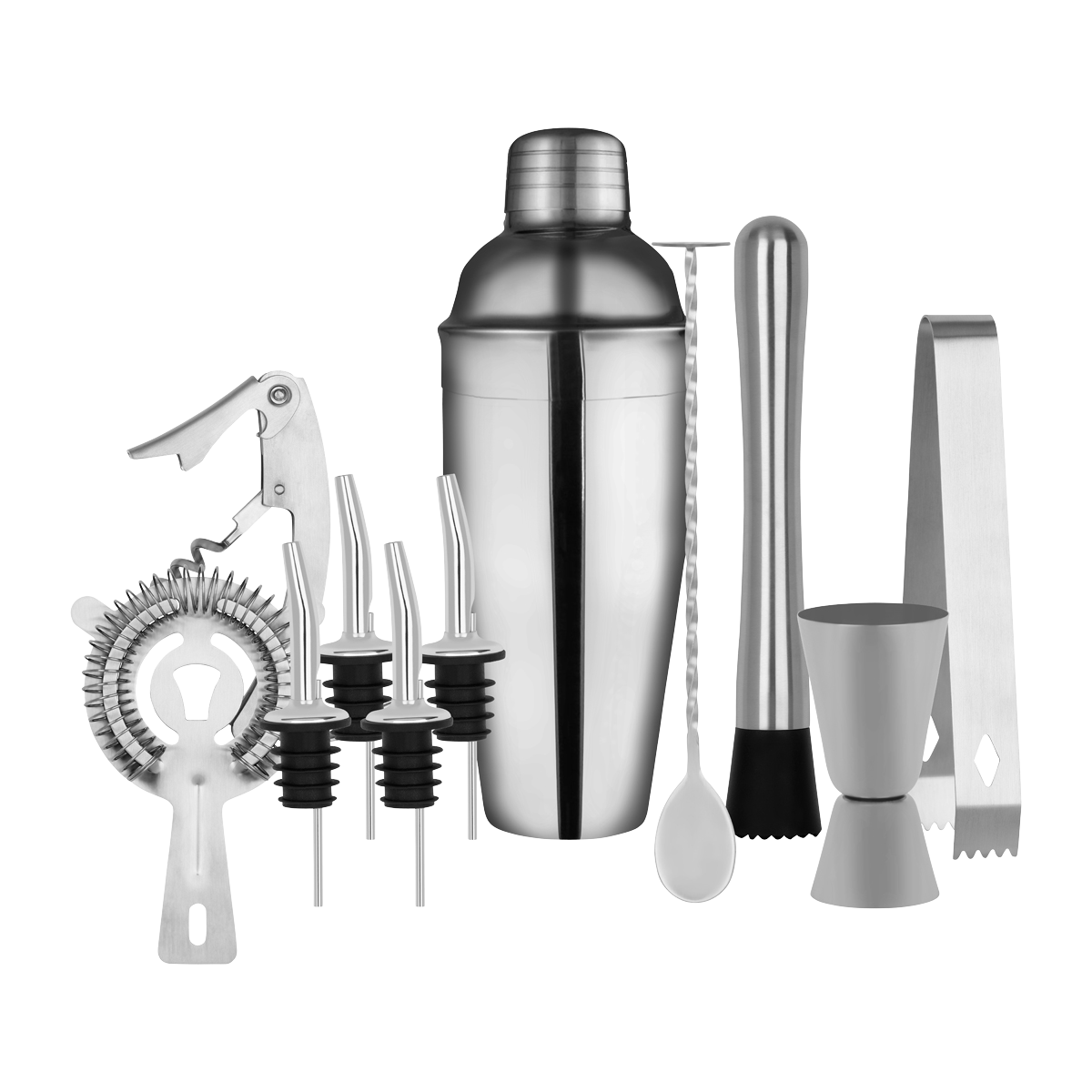 Z9022 Zanzi Cocktail Set 11pc Stainless Steel In Bartender Bag Tomkin Australia Hospitality Supplies